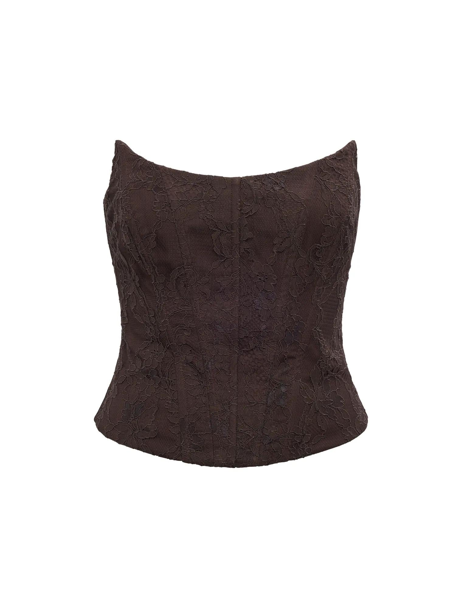 Lara Lace Corset Top Chocolate_mannequin