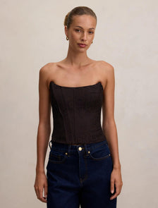 Lara Lace Corset Top Chocolate