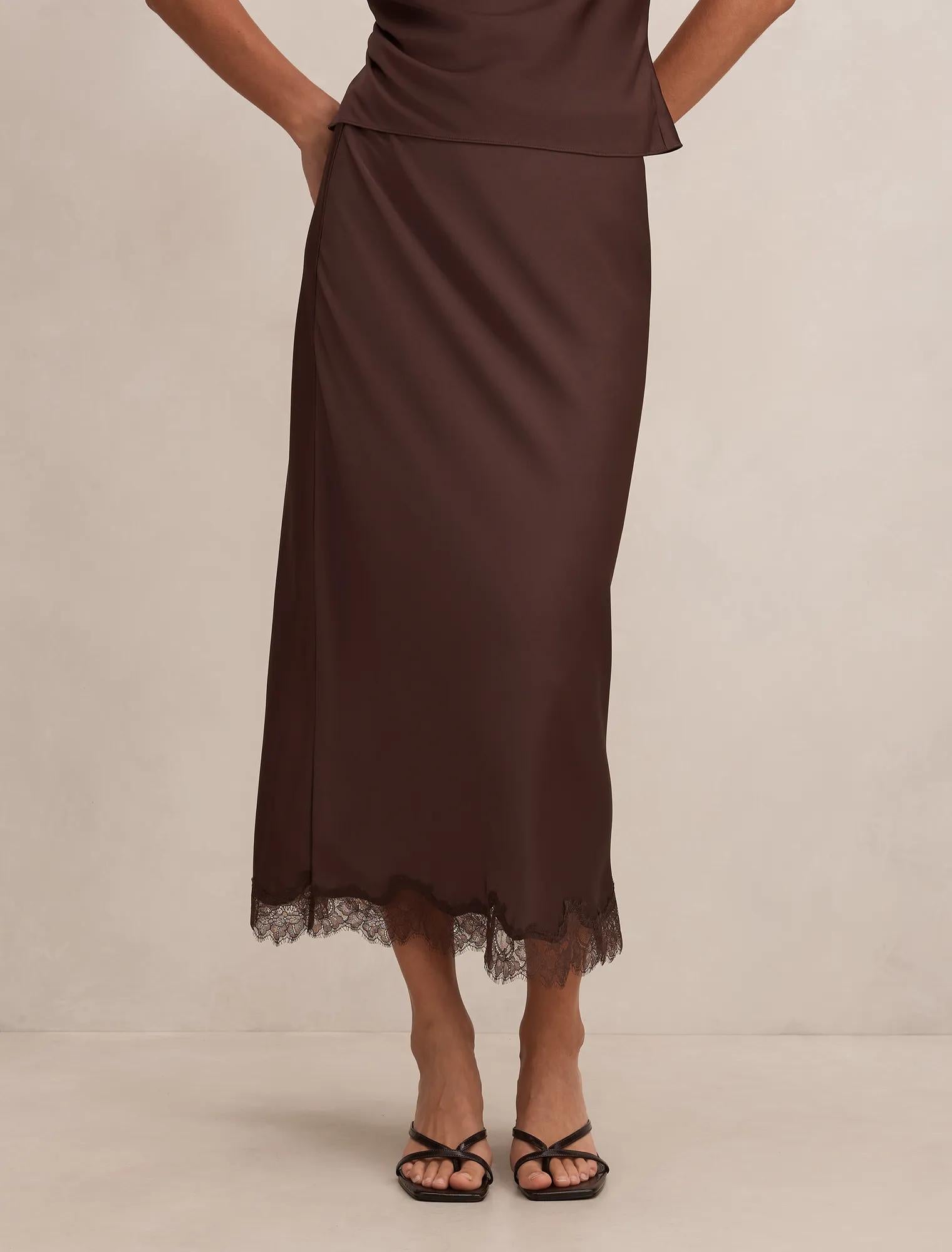 Enola Lace Maxi Skirt Brownie Co-ord