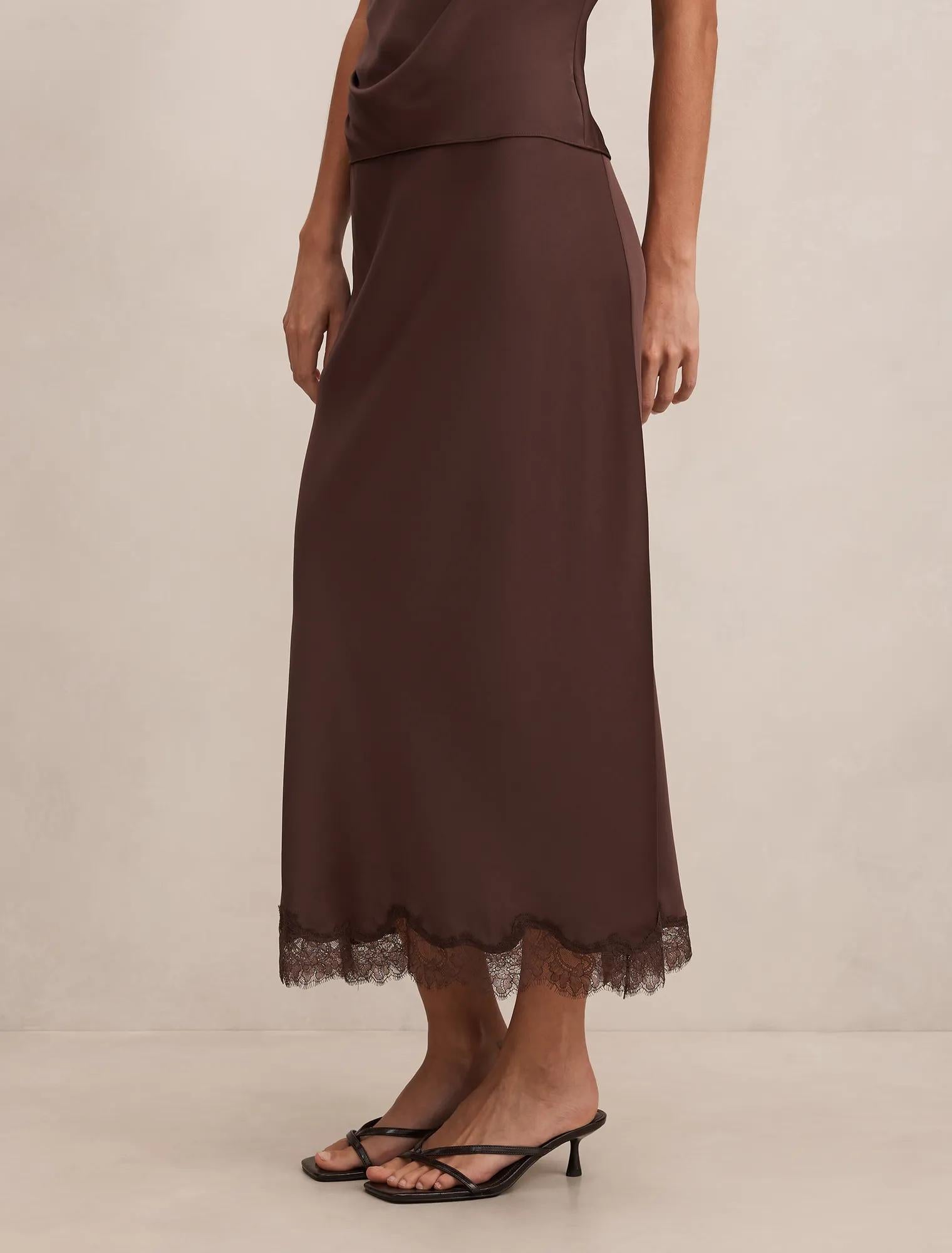 Enola Lace Maxi Skirt Brownie Co-ord