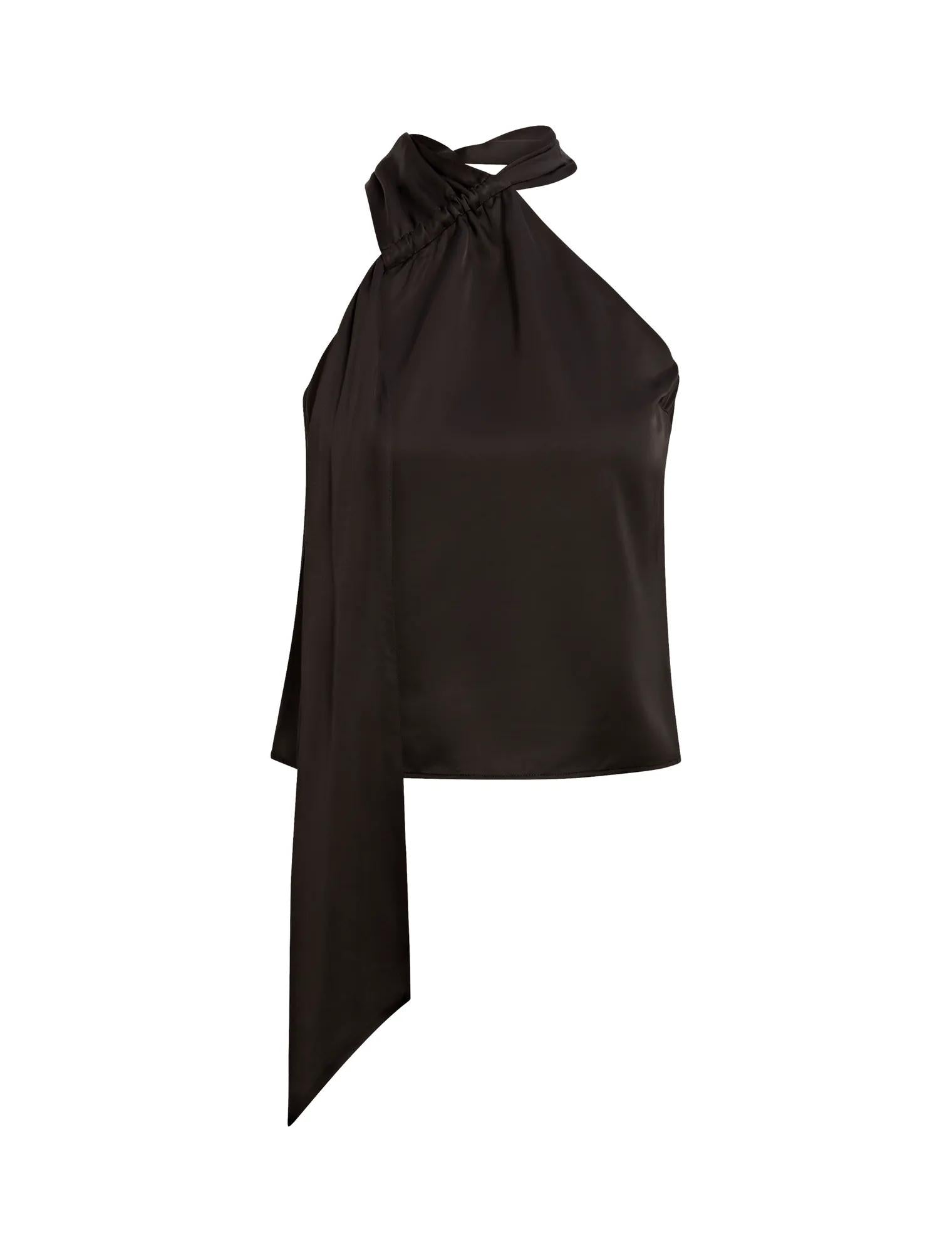 Christina Satin Ruched Cami Black_mannequin