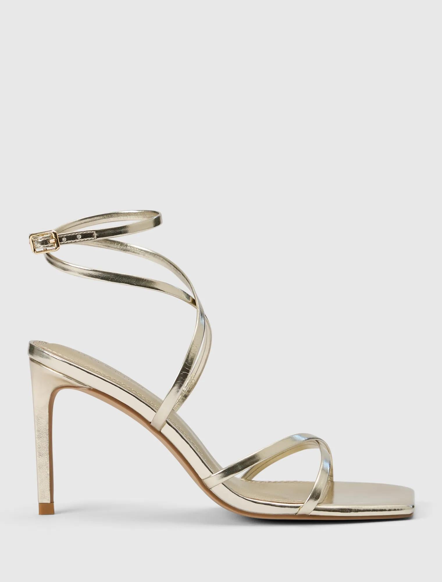 Monica Ankle Wrap Heeled Sandals Gold_mannequin