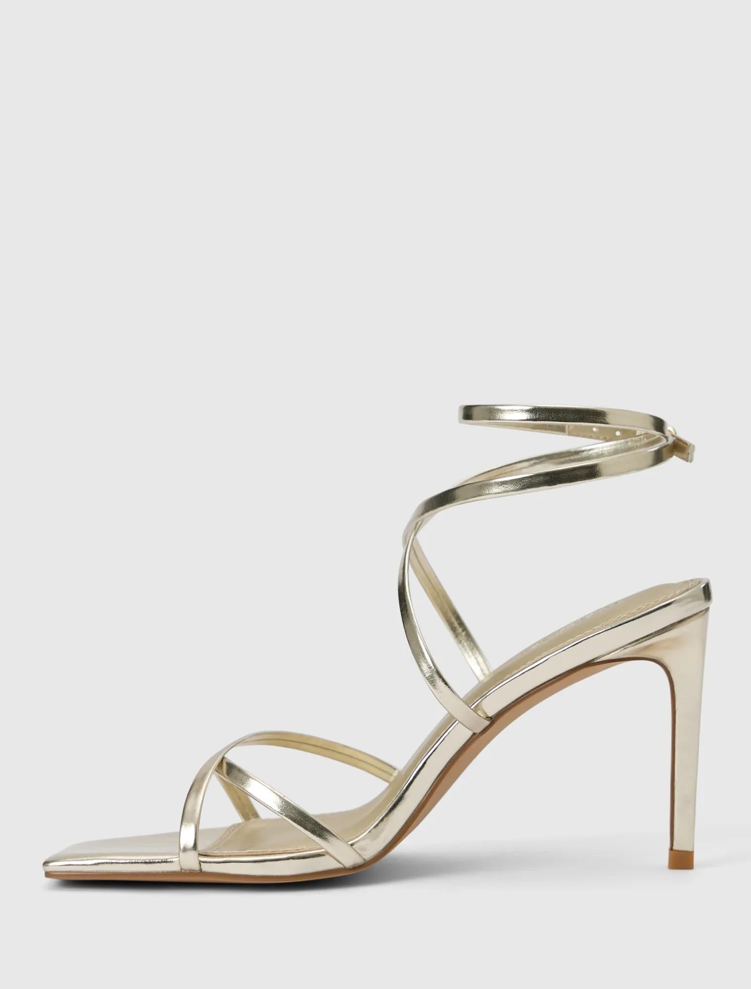Monica Ankle Wrap Heeled Sandals Gold_mannequin