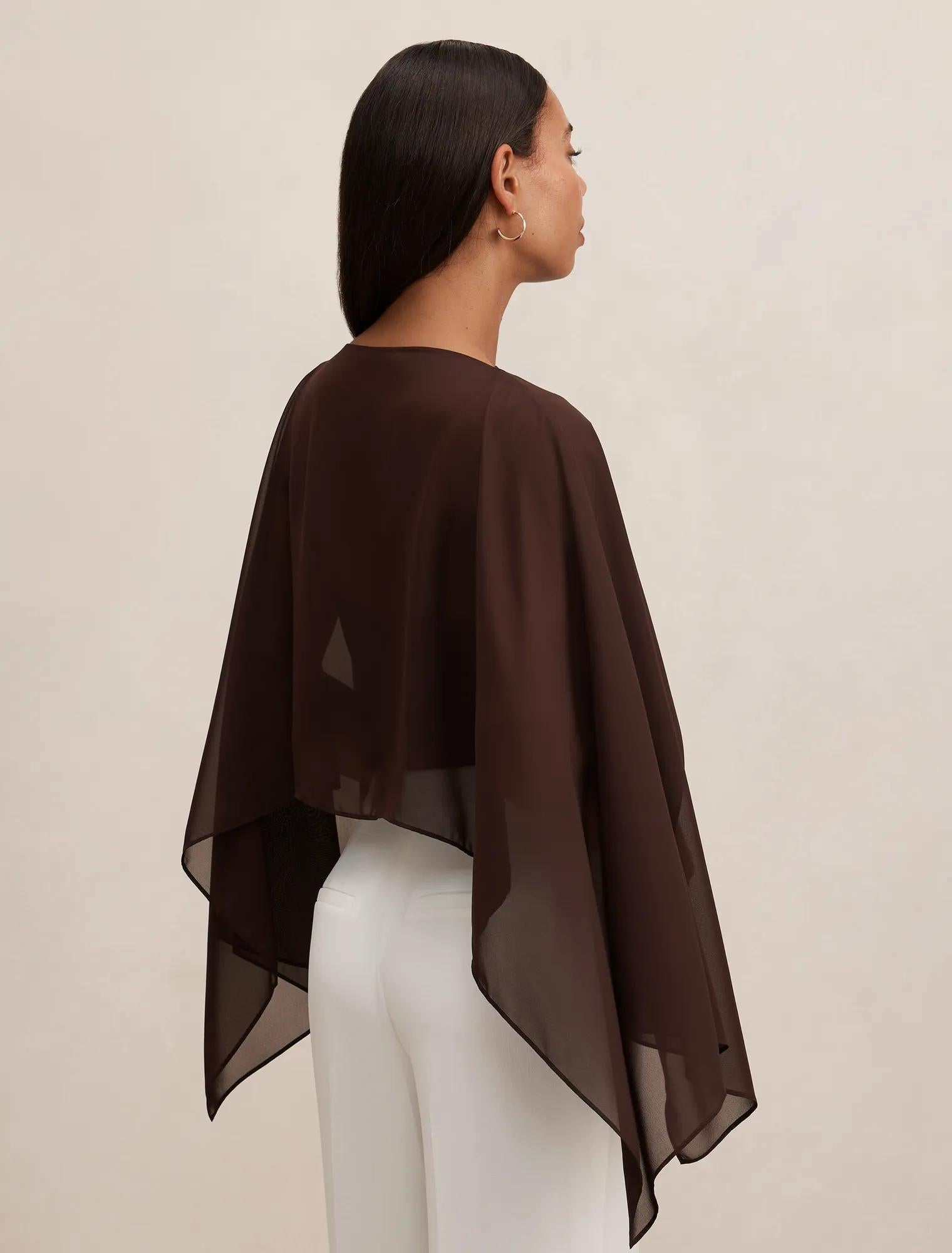 Arianna Chiffon Cape Chocolate