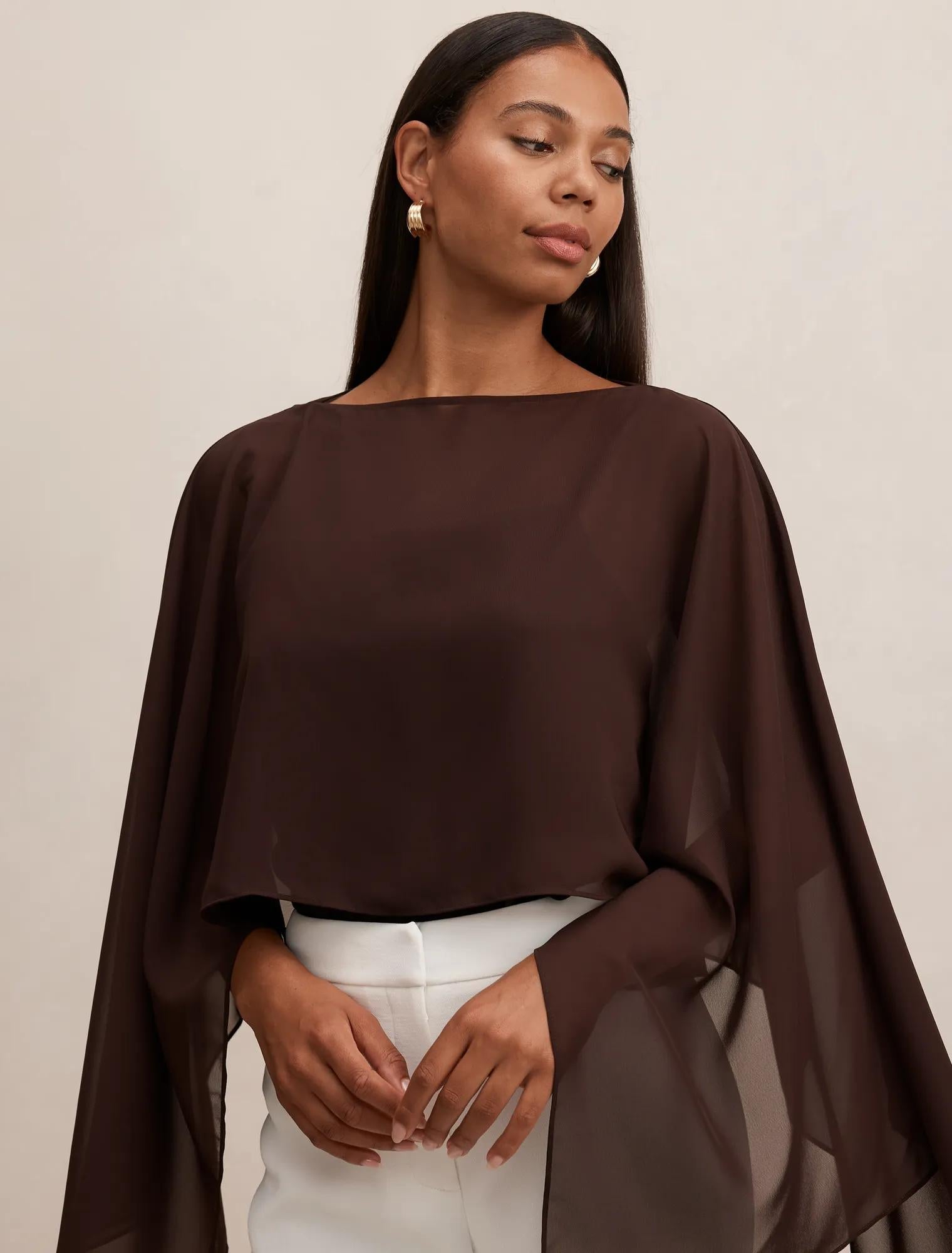 Arianna Chiffon Cape Chocolate