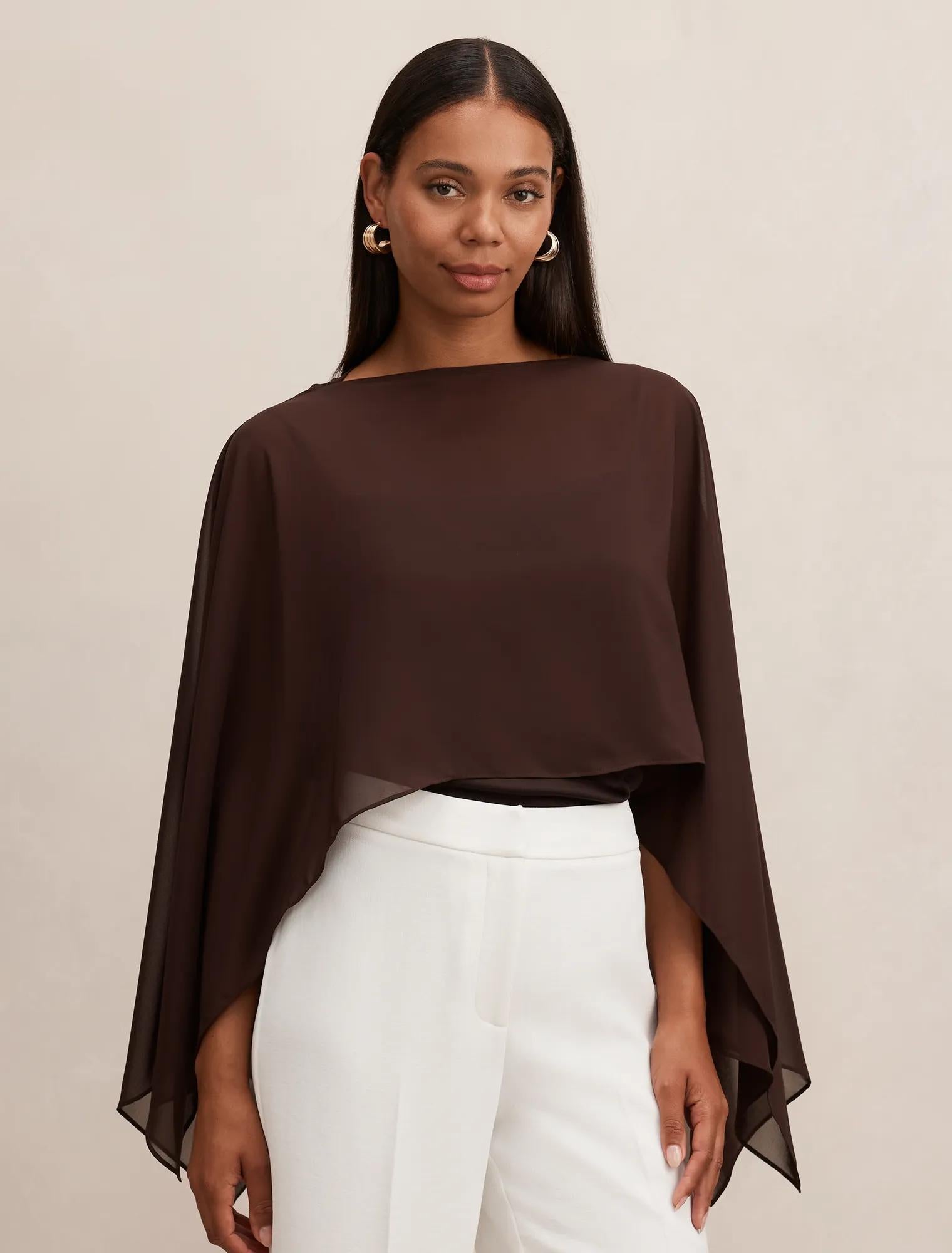 Arianna Chiffon Cape Chocolate