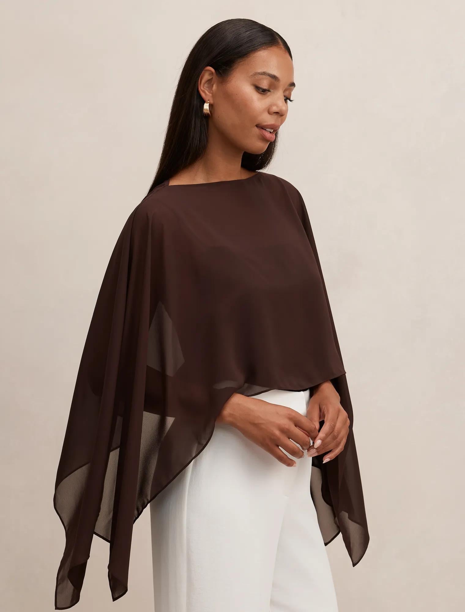 Arianna Chiffon Cape Chocolate