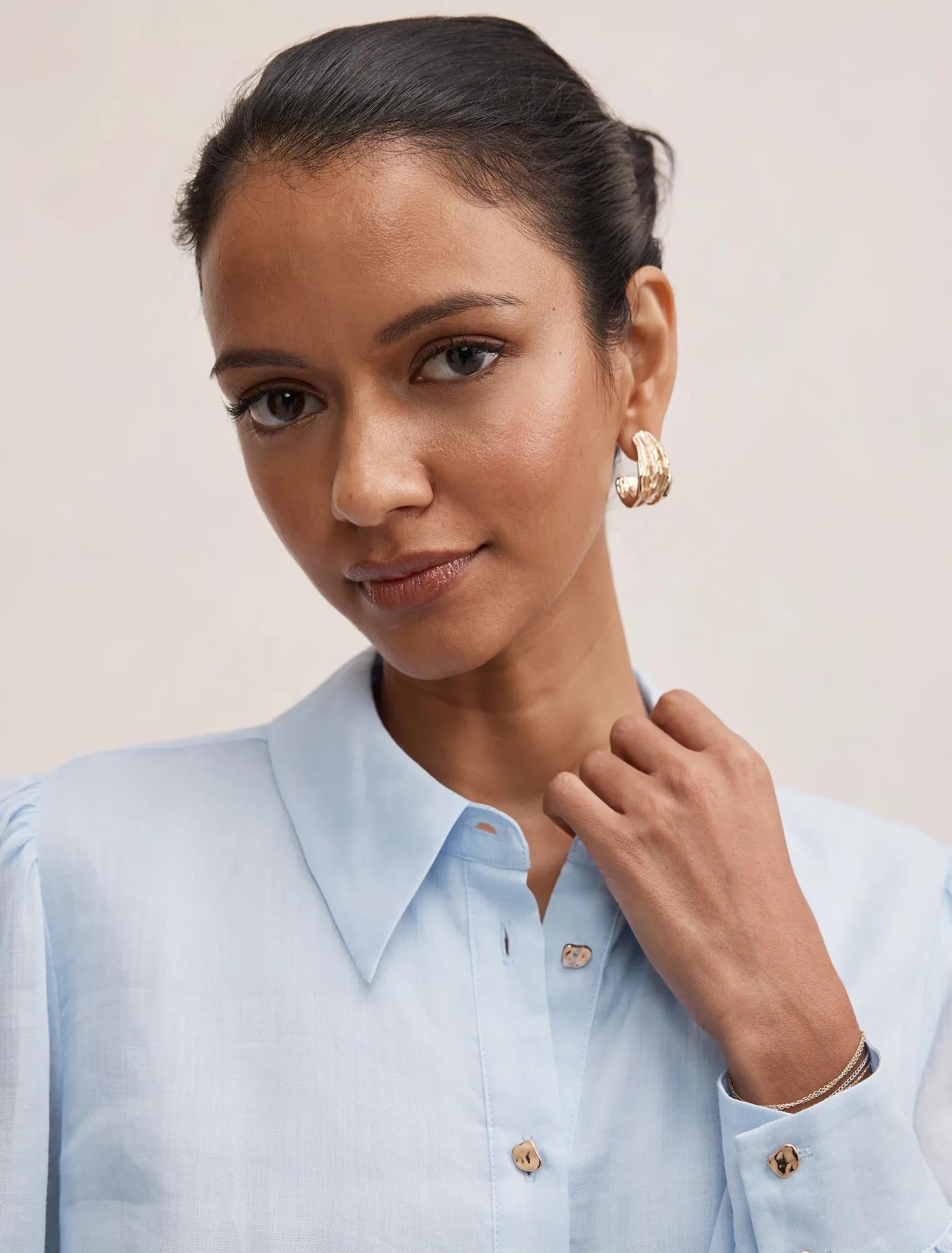 Davina Petite Long Sleeve Blouse Icicle