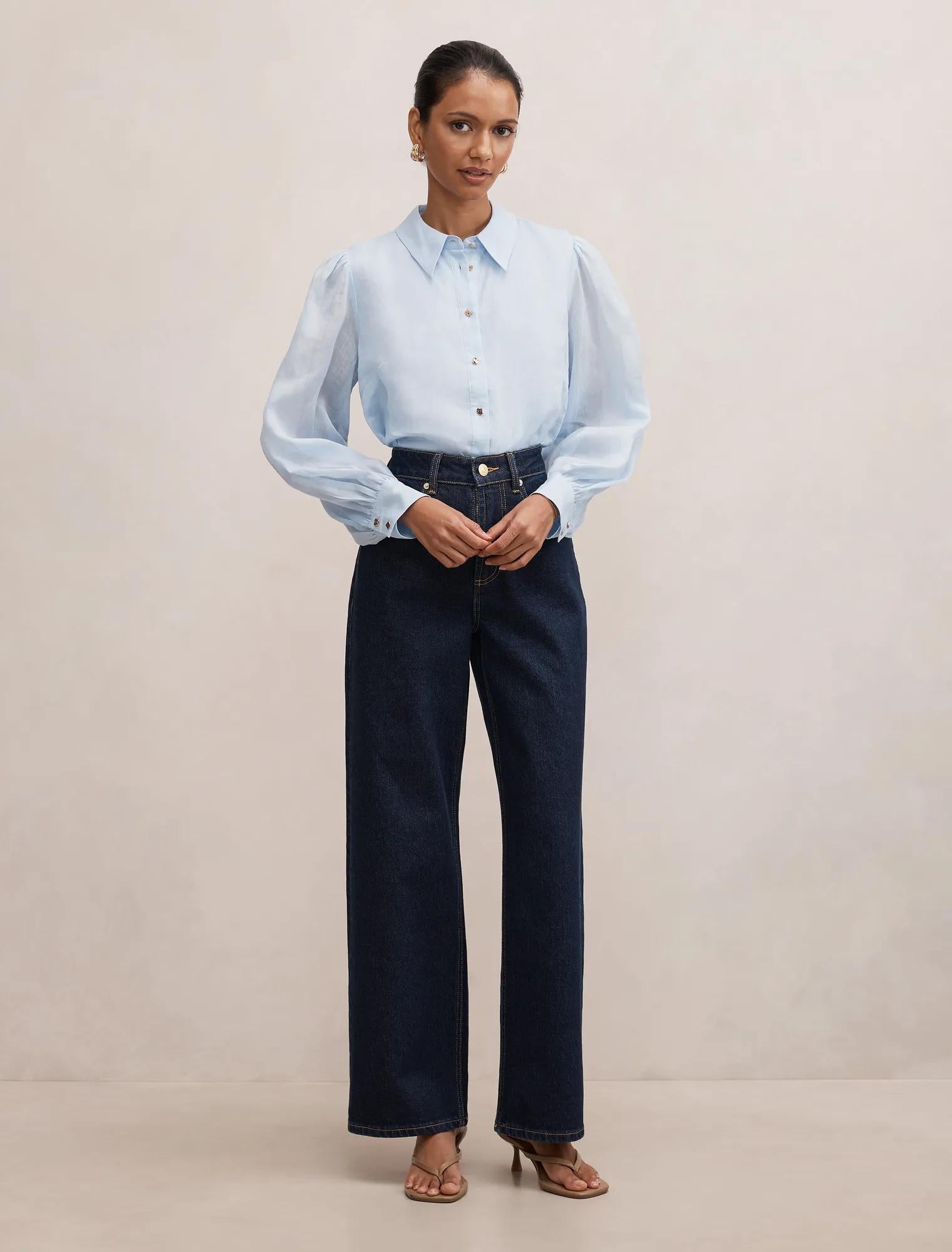 Davina Petite Long Sleeve Blouse Icicle