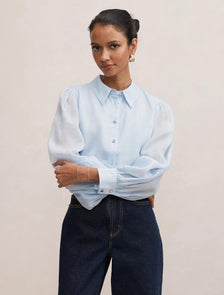 Davina Petite Long Sleeve Blouse Icicle