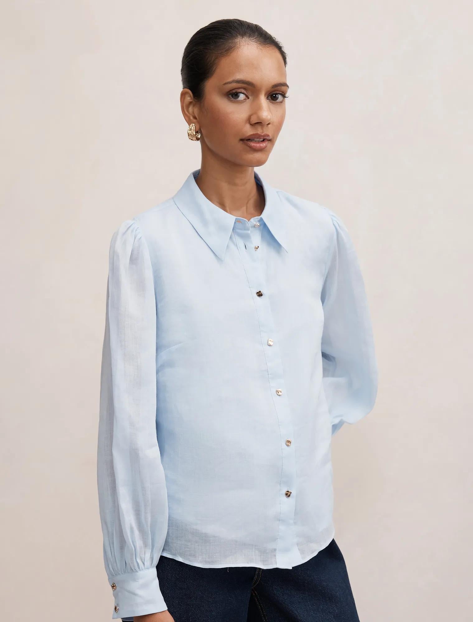 Davina Petite Long Sleeve Blouse Icicle