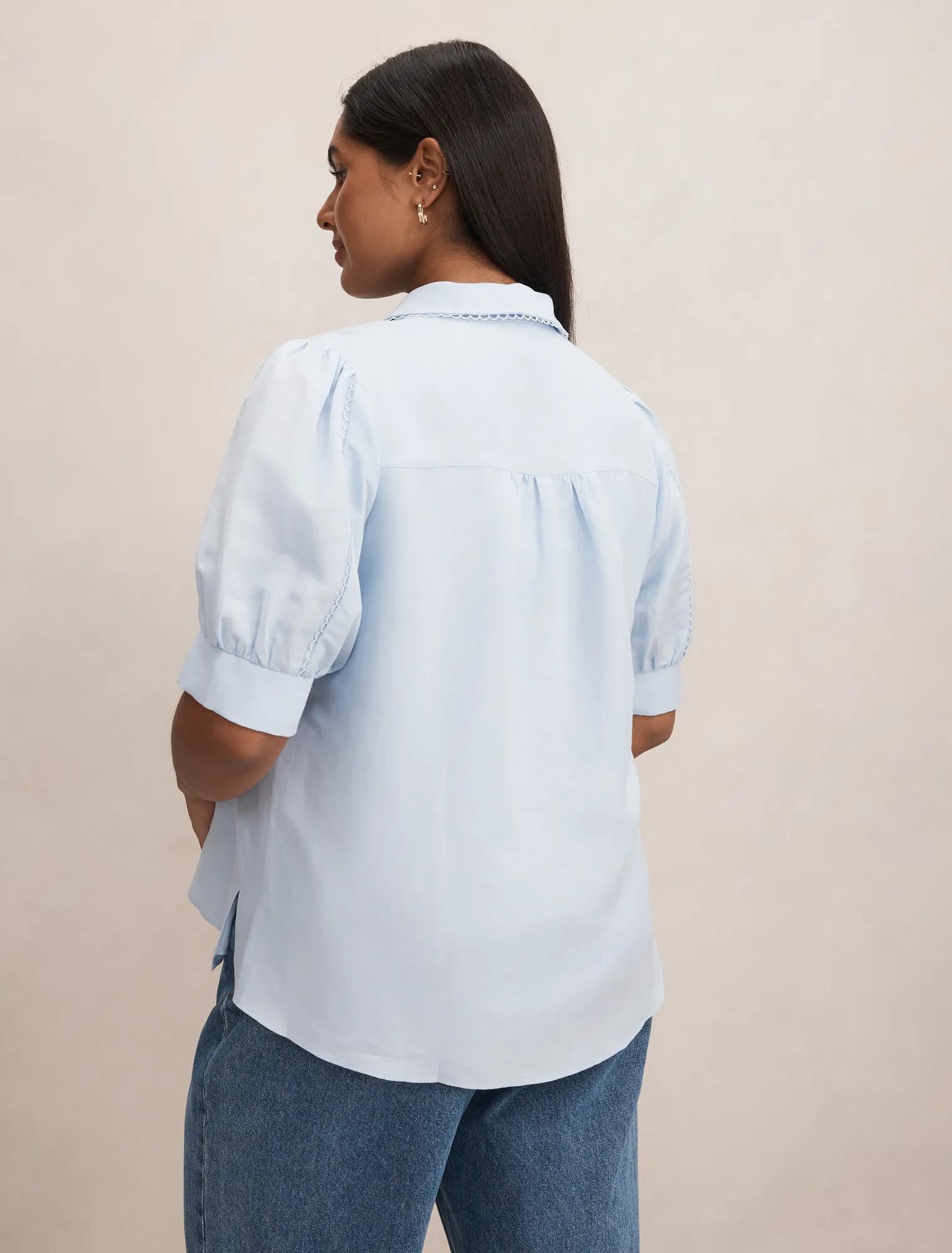 Finley Curve Trim Detail Blouse Icicle