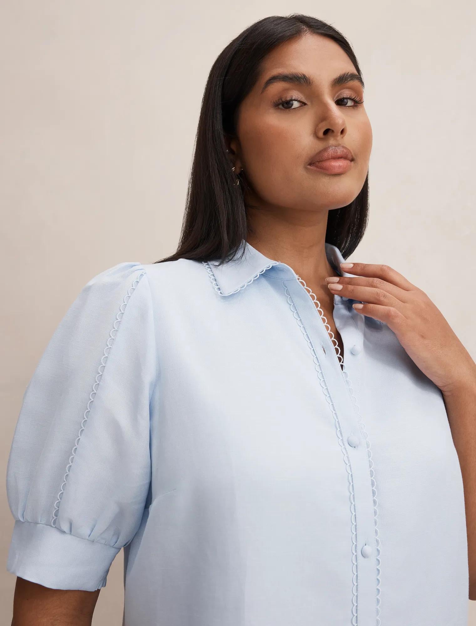 Finley Curve Trim Detail Blouse Icicle