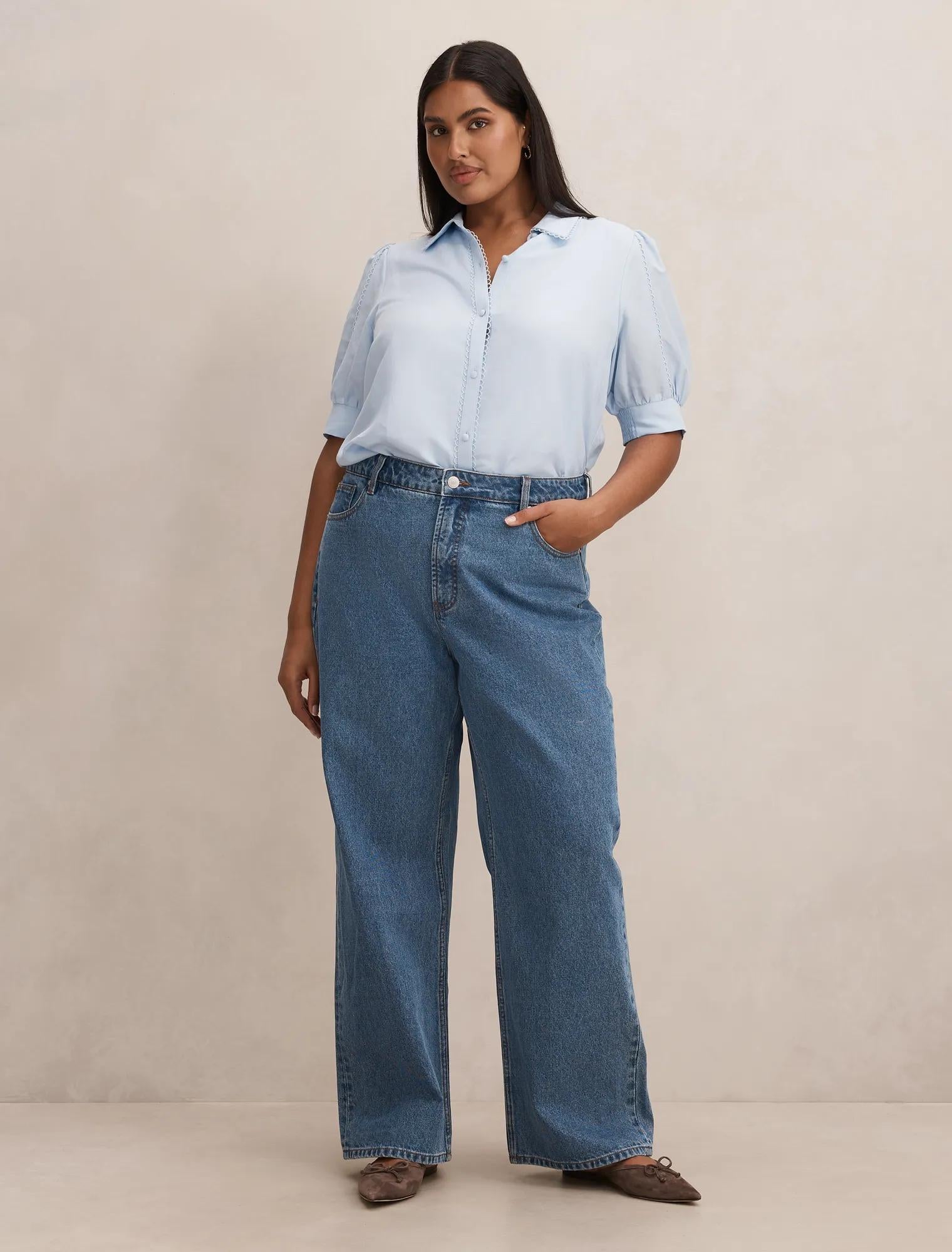 Finley Curve Trim Detail Blouse Icicle