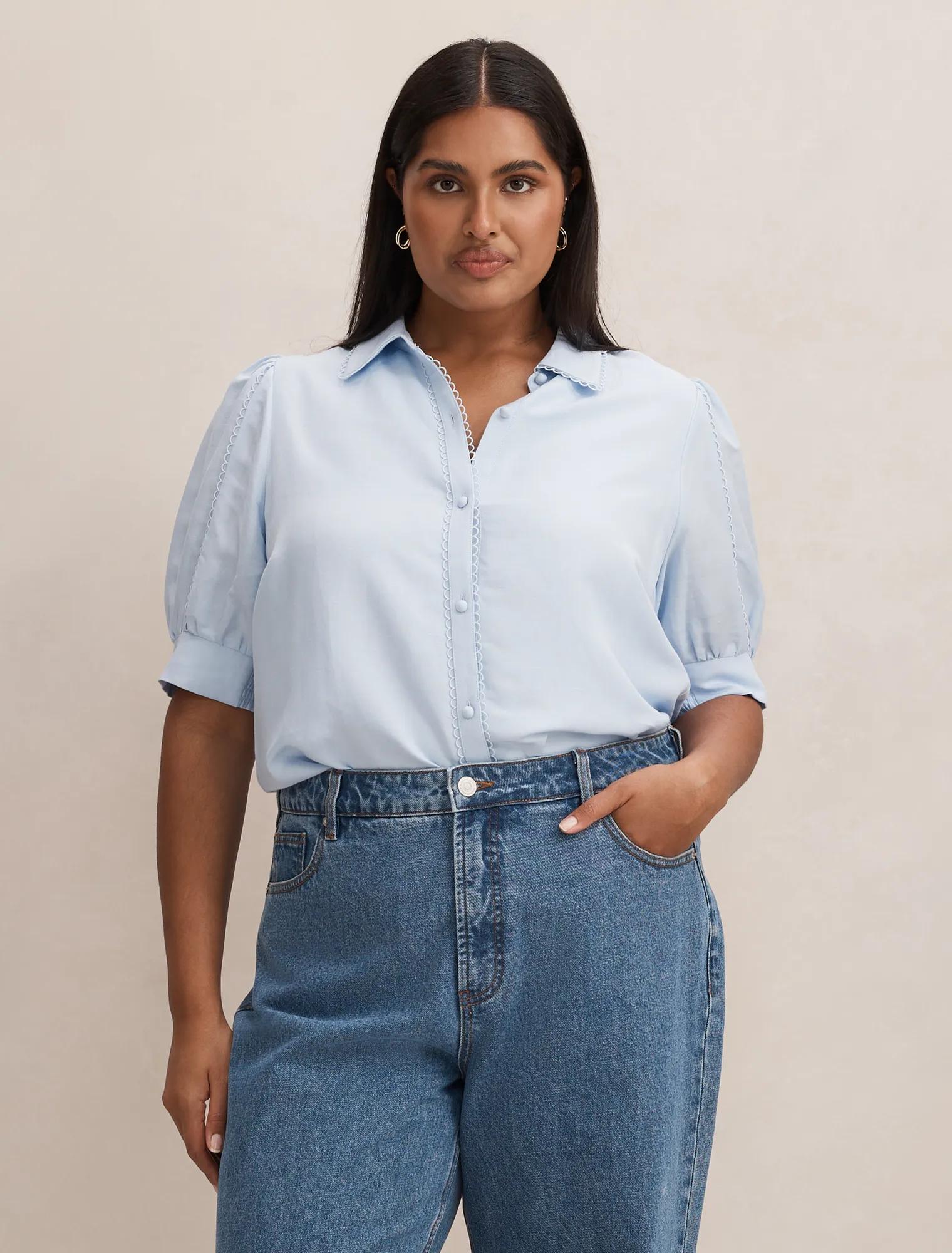 Finley Curve Trim Detail Blouse Icicle