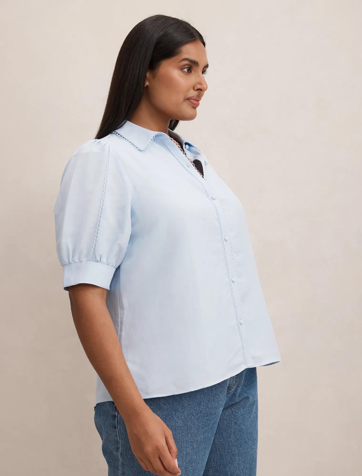 Finley Curve Trim Detail Blouse Icicle