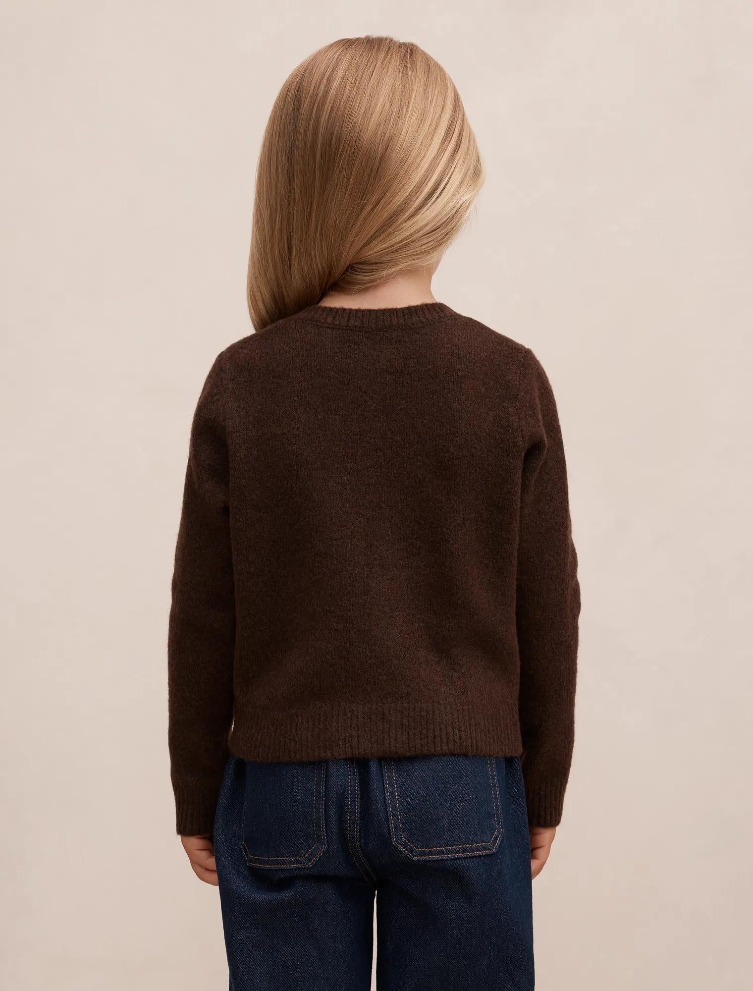 Hallie Girls Crew Cardigan Chocolate