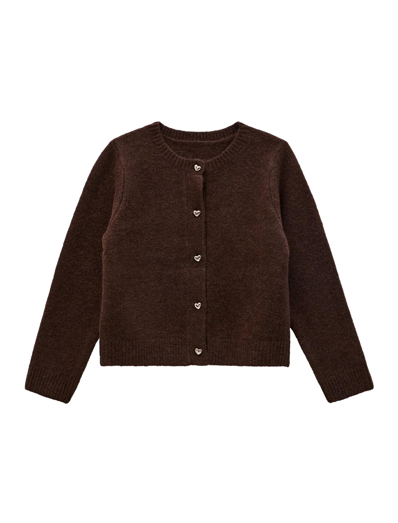 Hallie Girls Crew Cardigan Chocolate