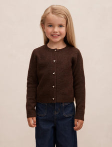 Hallie Girls Crew Cardigan Chocolate