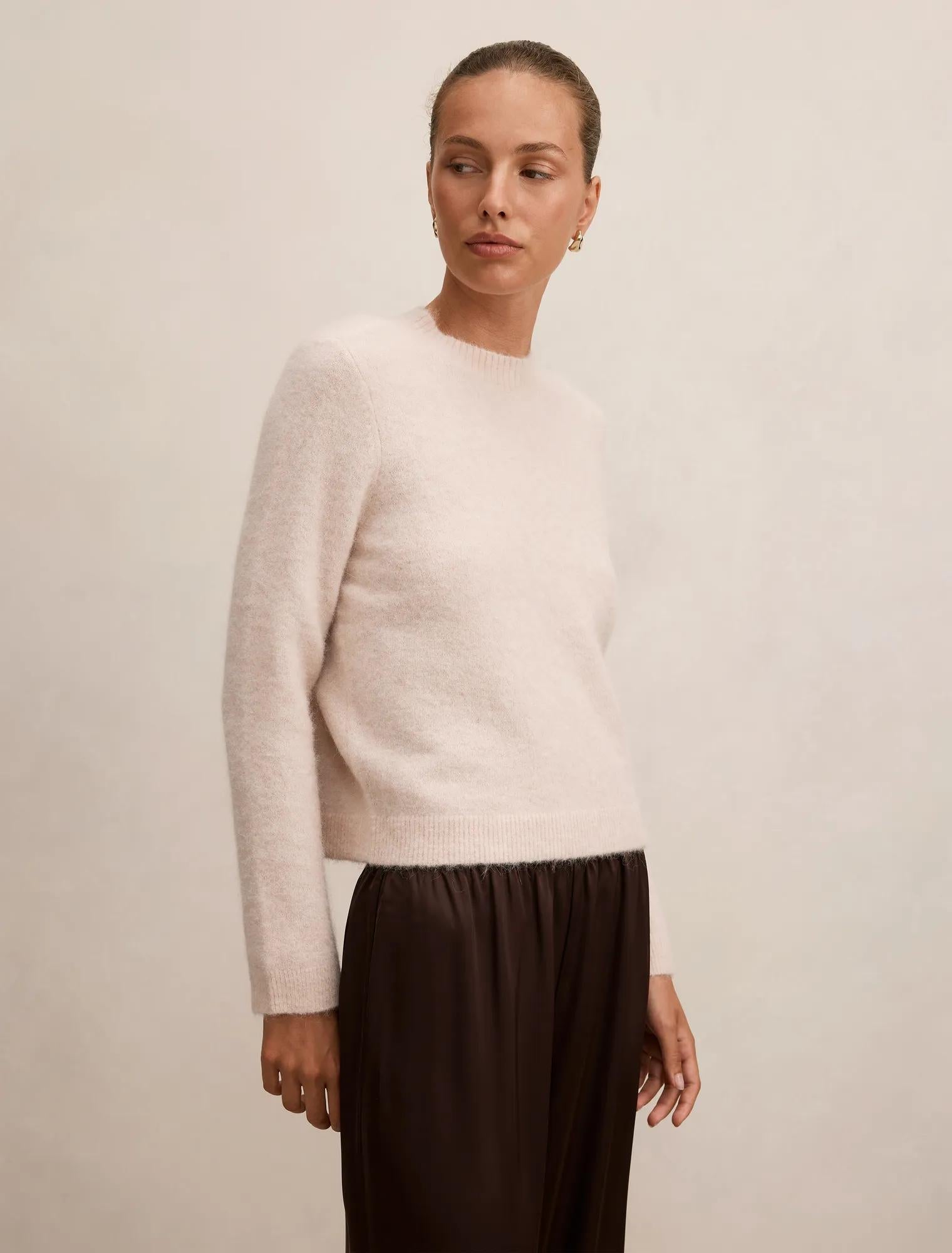 Faye Crew Neck Sweater Pink Marle