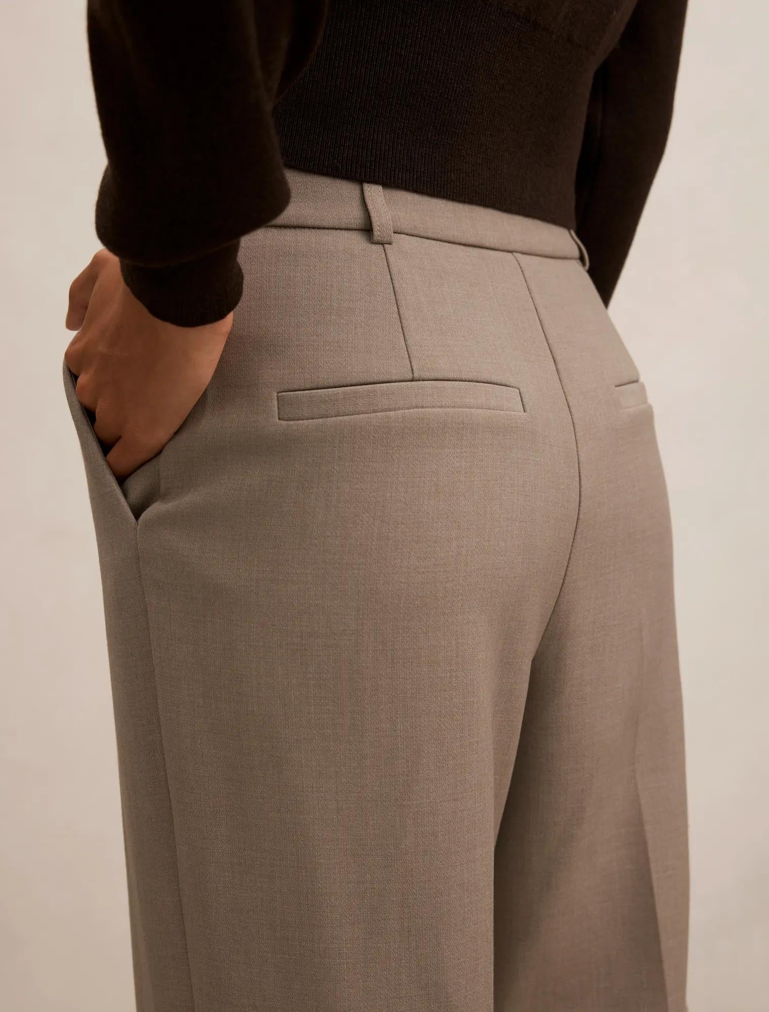 Ada Straight Leg Pants Taupe Marle