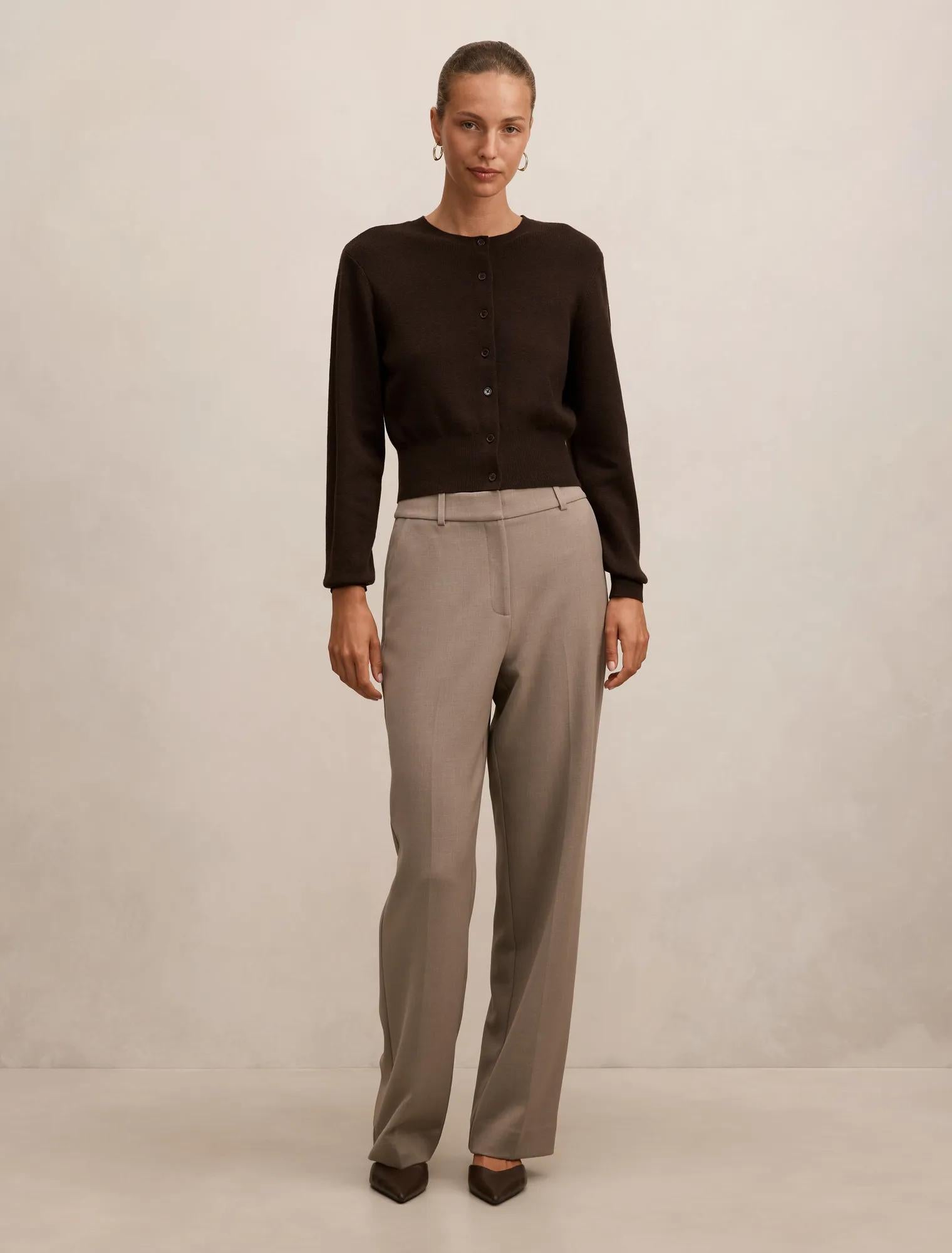 Ada Straight Leg Pants Taupe Marle