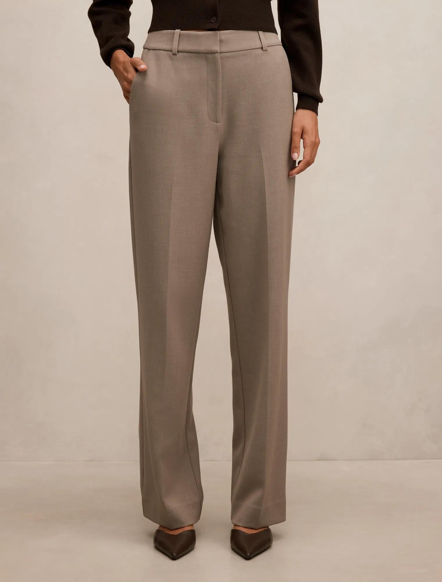 Ada Straight Leg Pants Taupe Marle