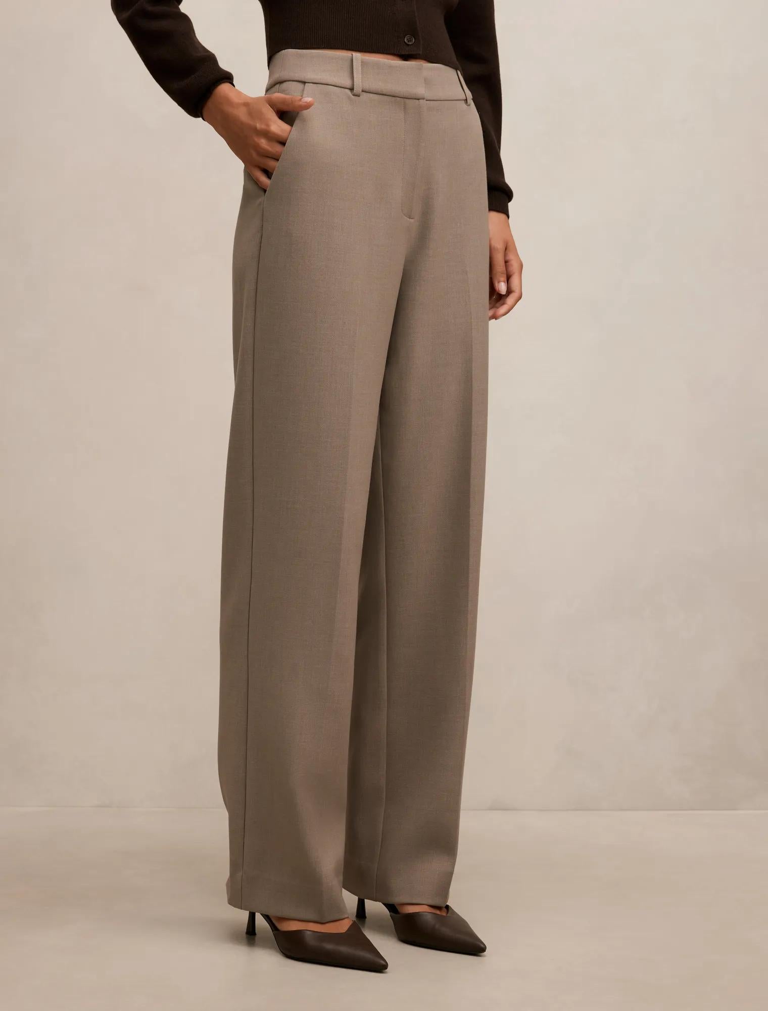 Ada Straight Leg Pants Taupe Marle