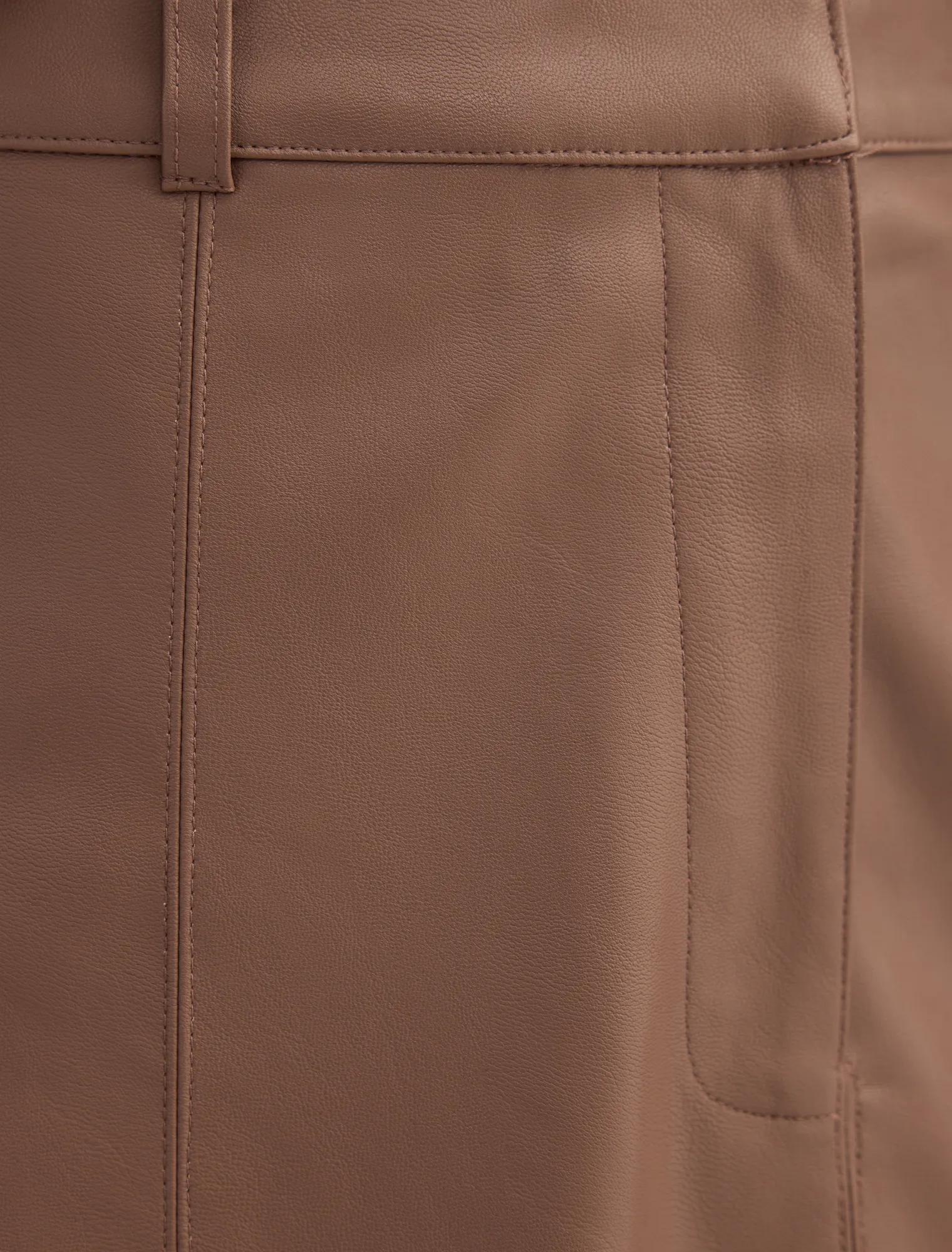Isla Vegan Leather Midi Skirt Deep Taupe