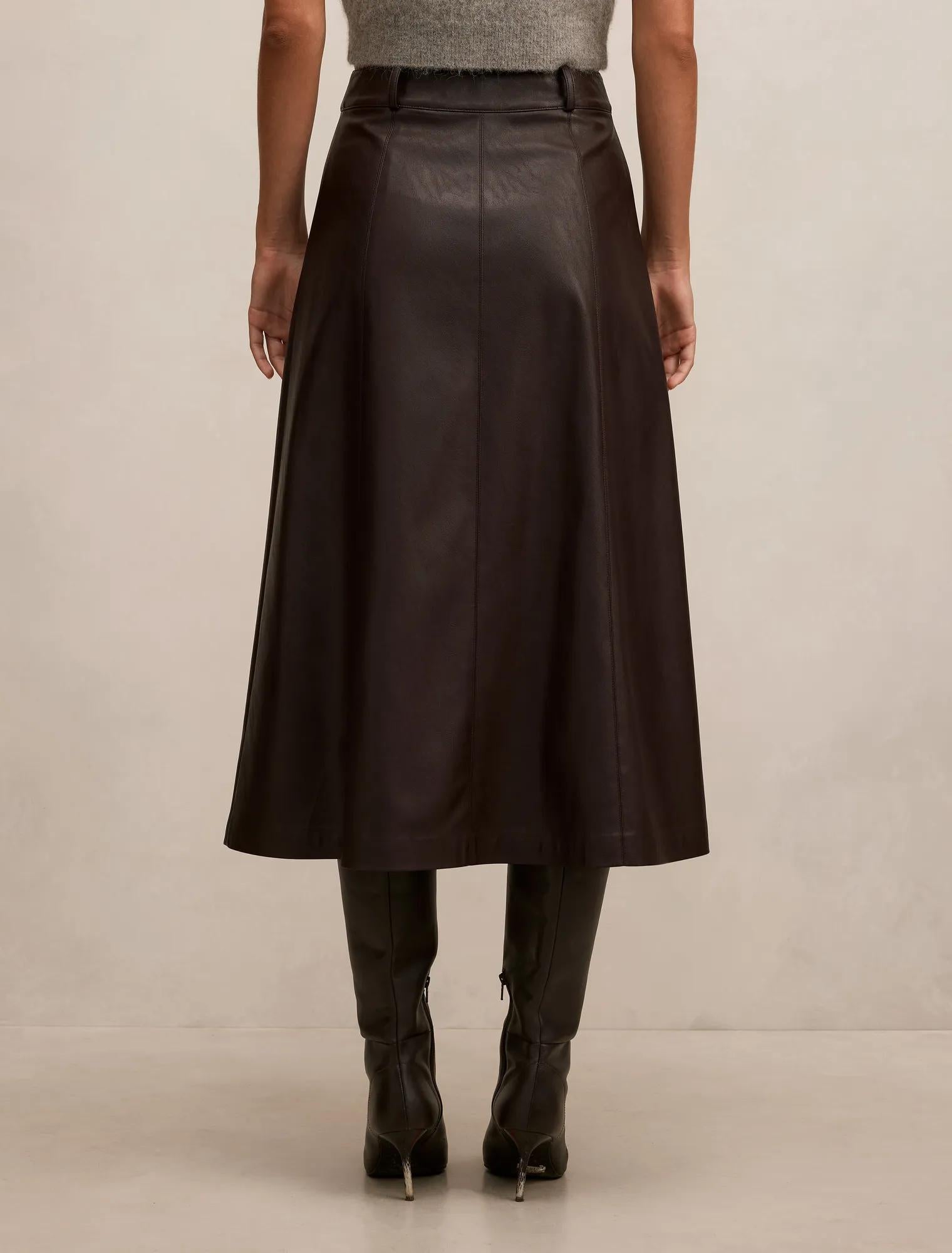 Isla Vegan Leather Midi Skirt Royal Berry A