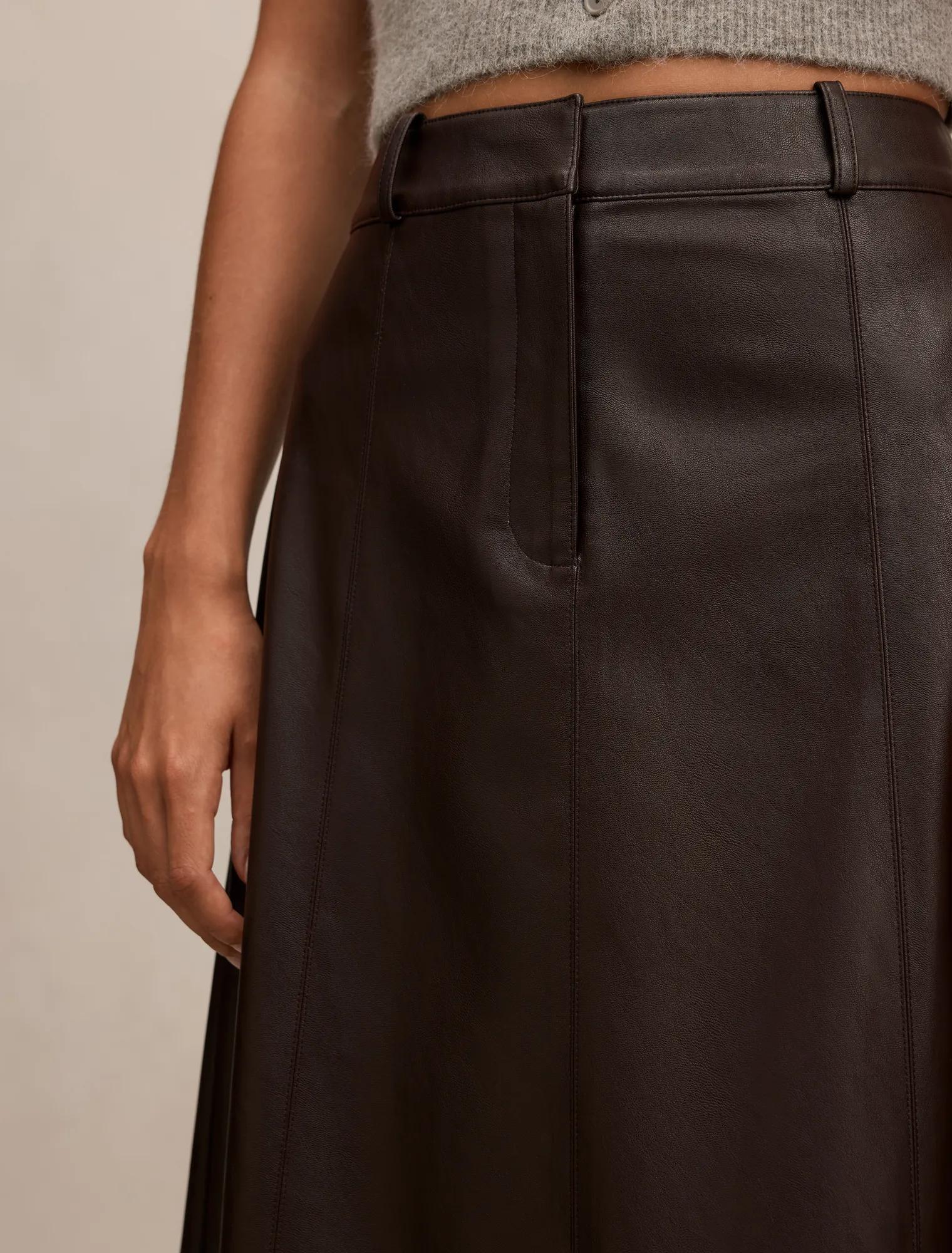 Isla Vegan Leather Midi Skirt Royal Berry A