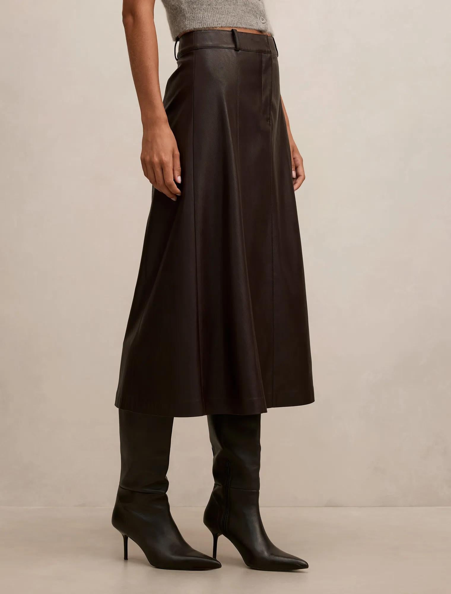 Isla Vegan Leather Midi Skirt Royal Berry A
