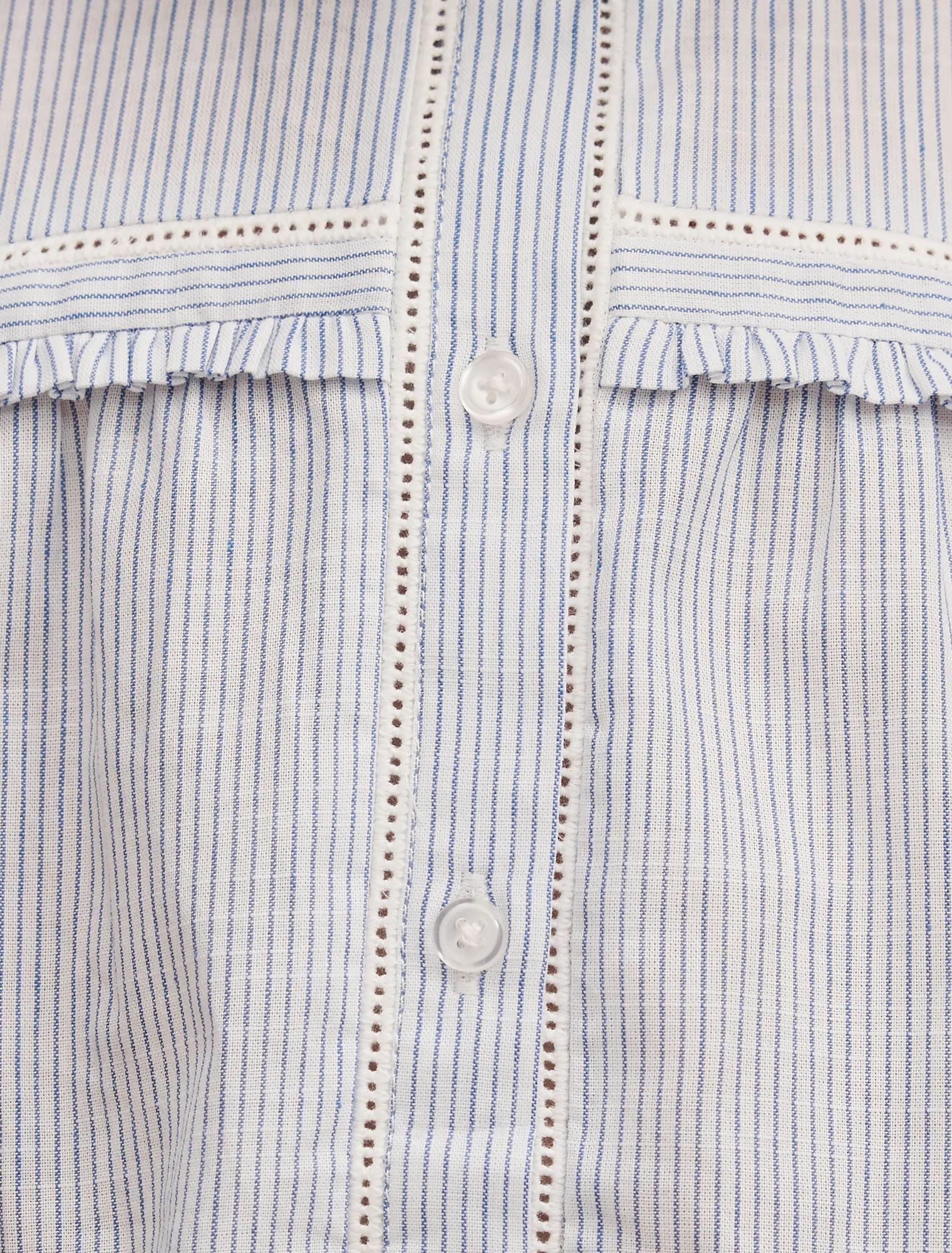 Elena Girls Stripe Blouse Blue/ White Stripe