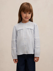 Elena Girls Stripe Blouse Blue/ White Stripe
