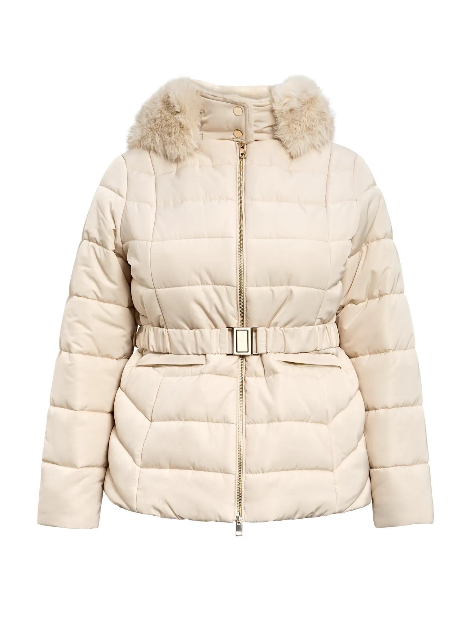 Macey Curve Short Puffer Jacket Cream