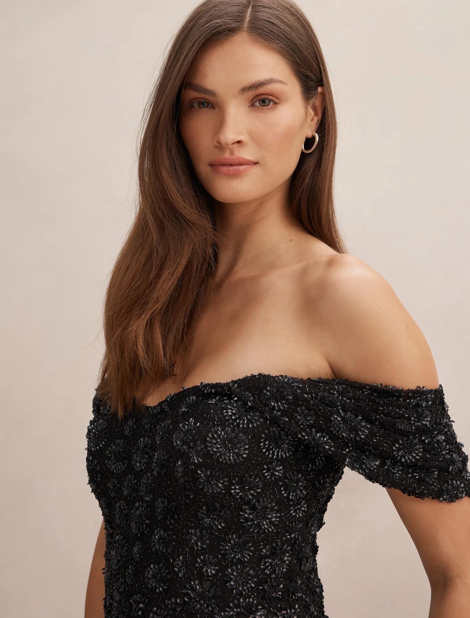 Asher Off Shoulder Gown Black