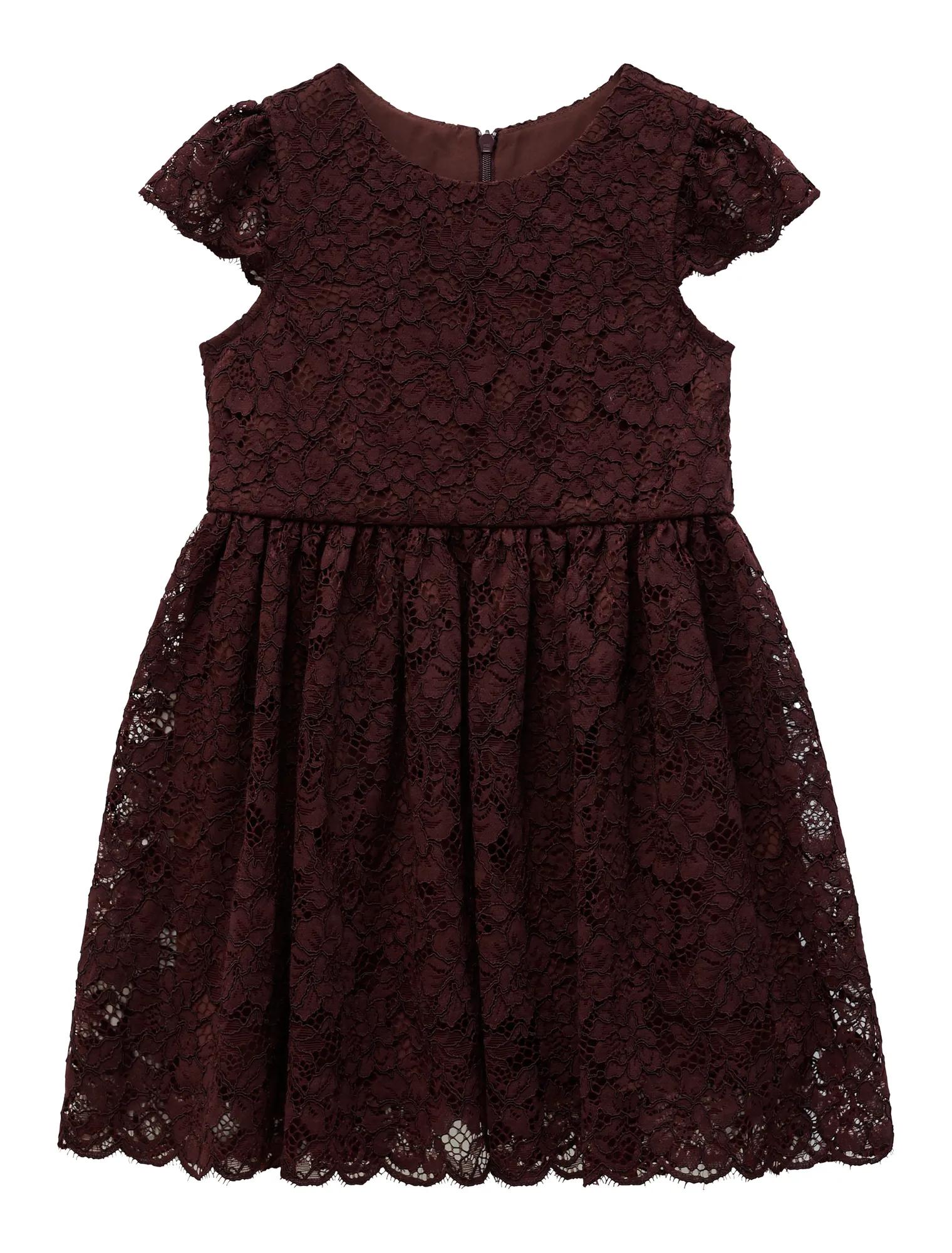 Opal Girls Lace Cap Sleeve Dress Berry