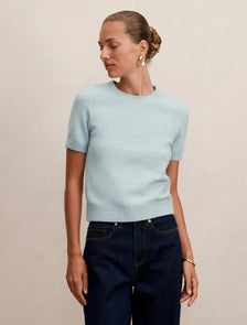 Lucy Knitted Tee Soft Duck Egg