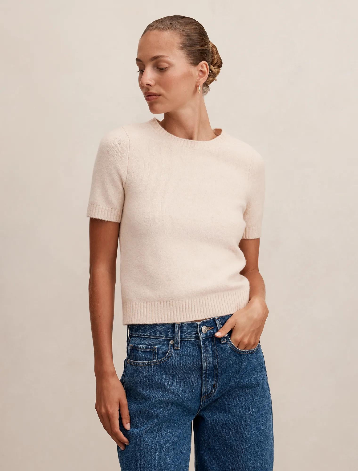 Lucy Knitted Tee Neutral Pink
