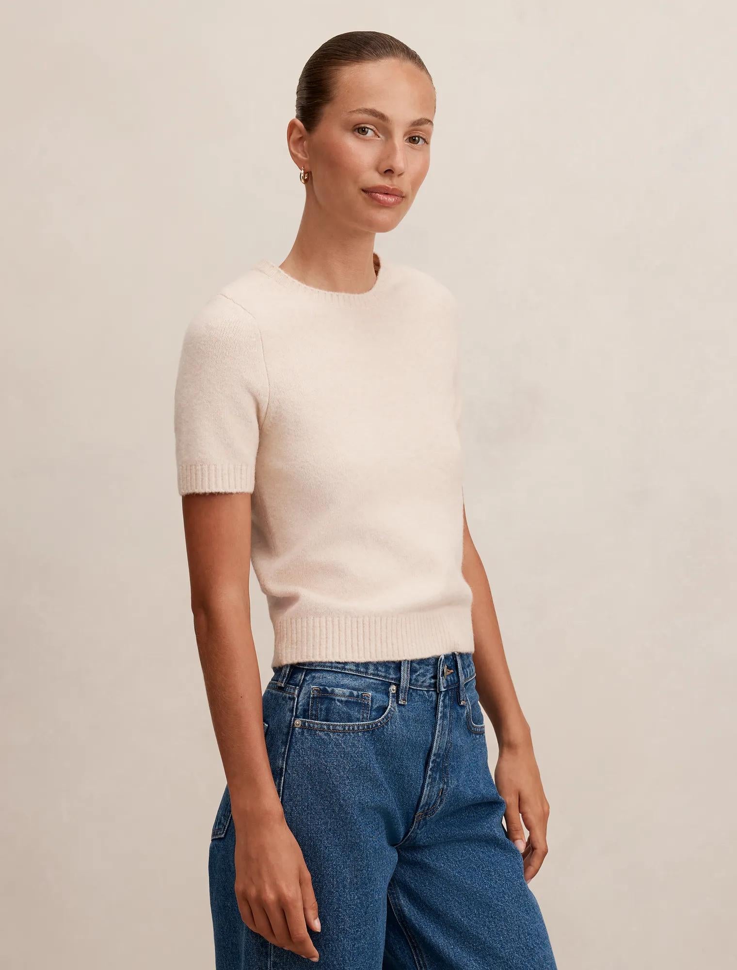 Lucy Knitted Tee Neutral Pink