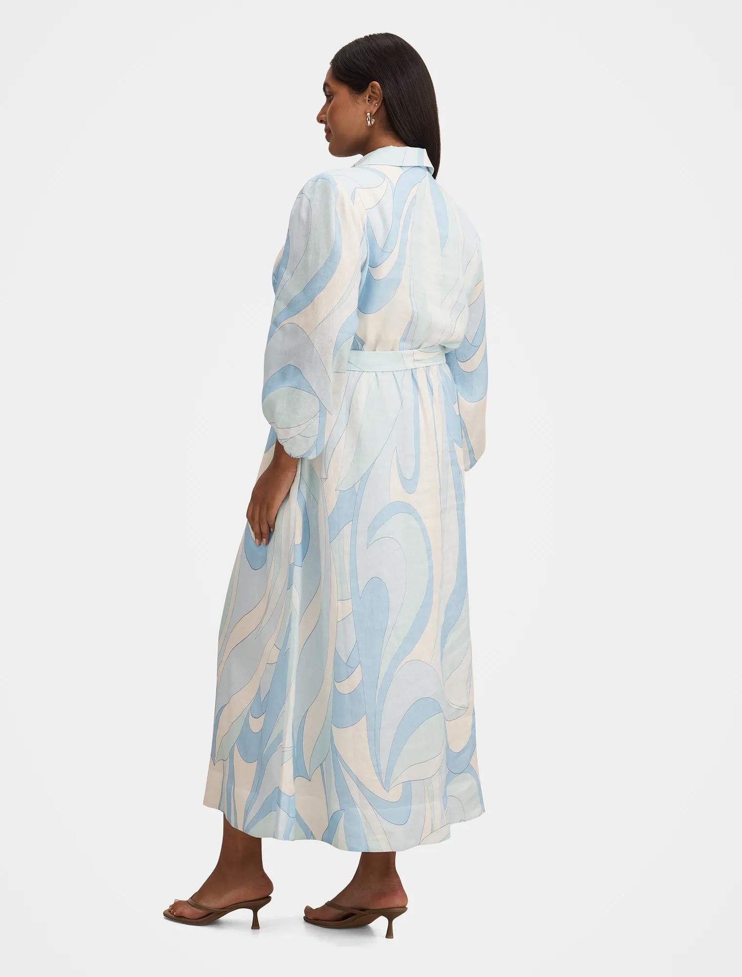 Fia Curve Printed Shirt Dress Mint Tavira