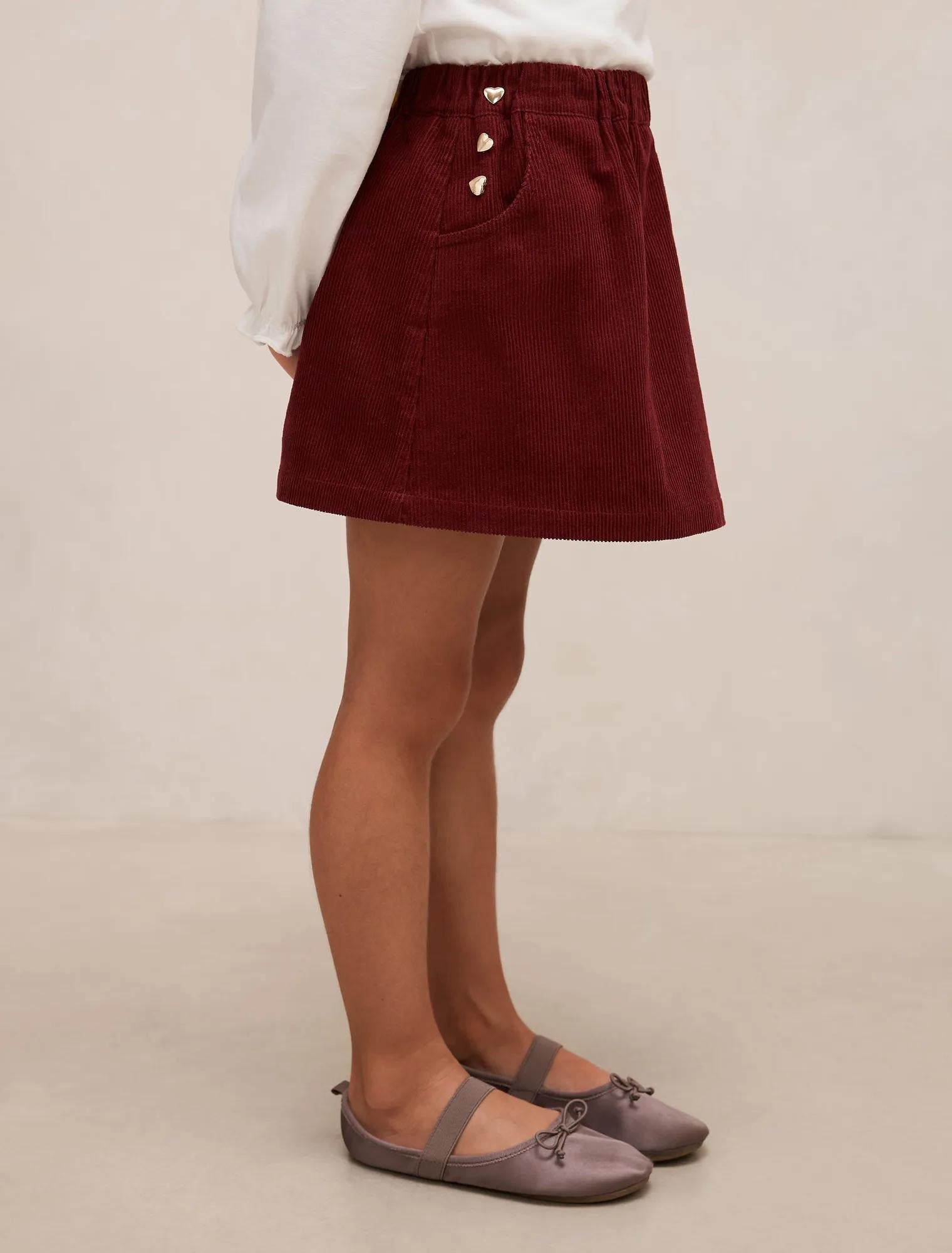 Lily Girls Corduroy Skirt Berry