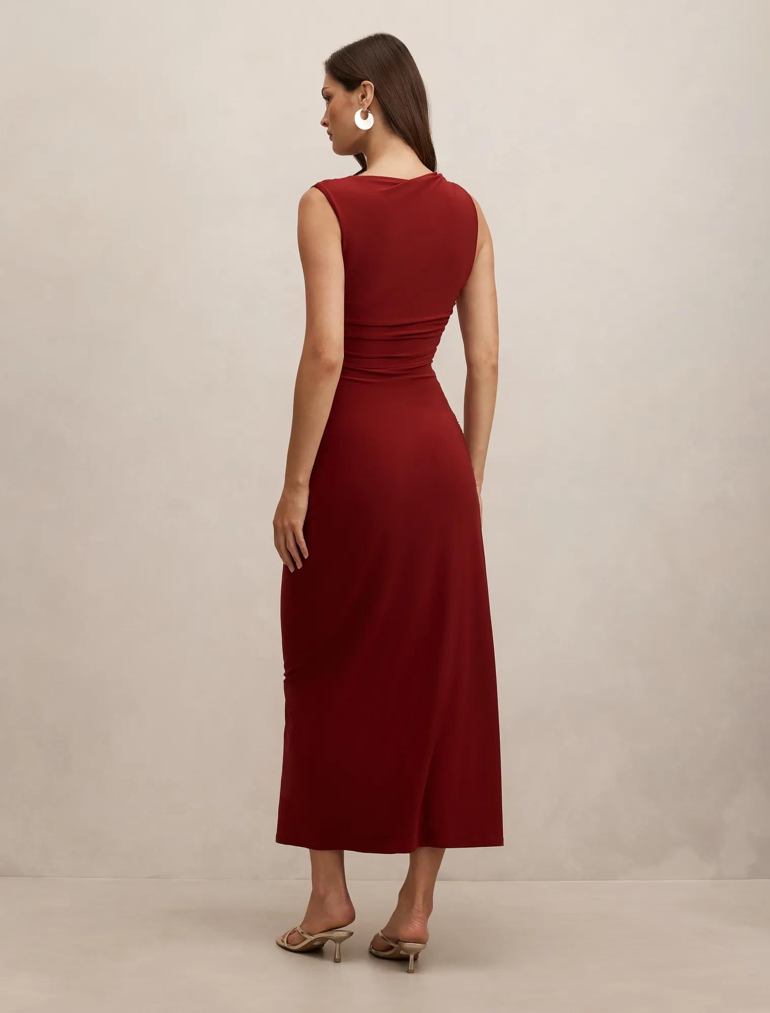 Fiora Hardware Jersey Dress Crimson
