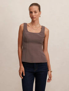 Camila Open Back Top Porcini