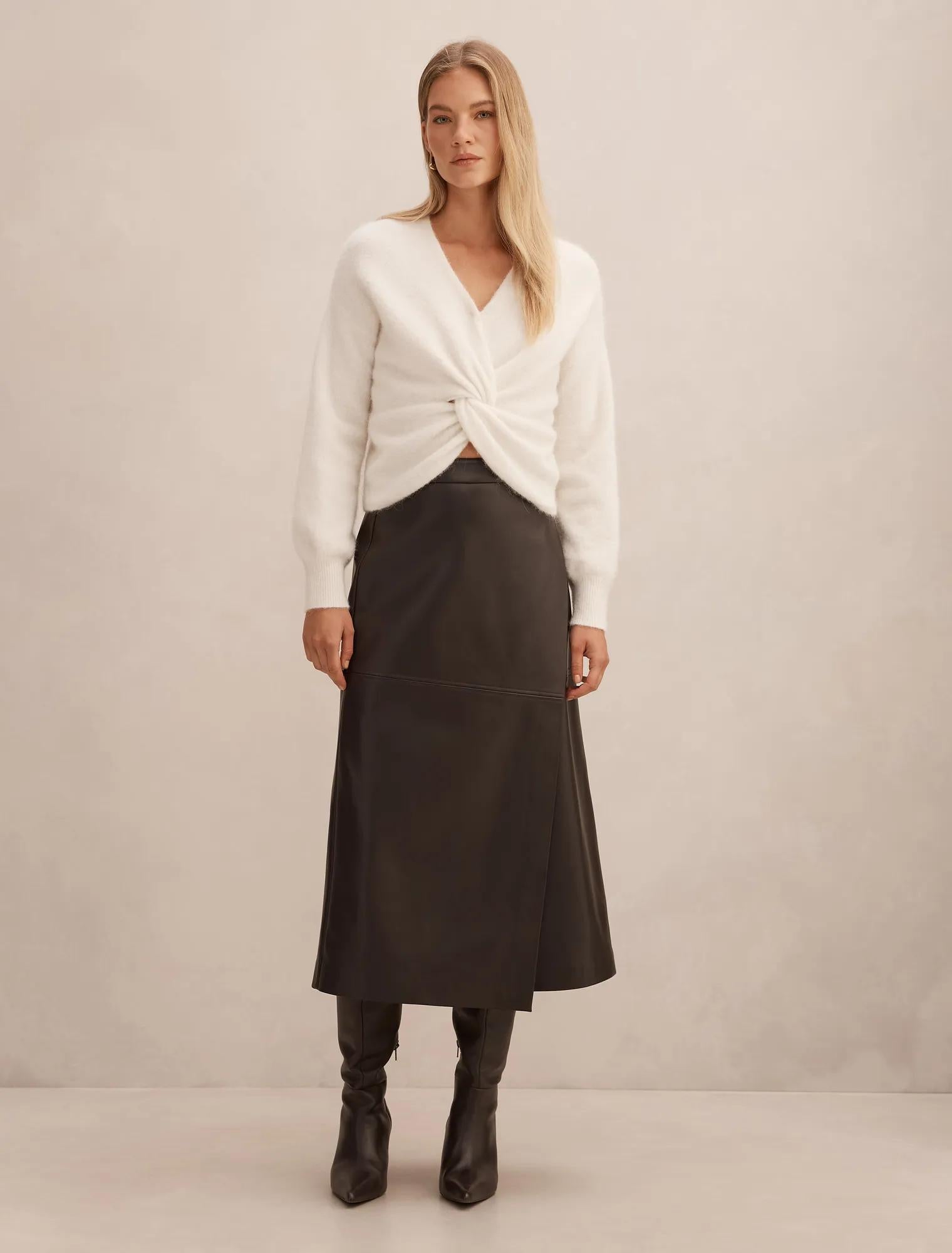 Arianne Twist Front Sweater Cream