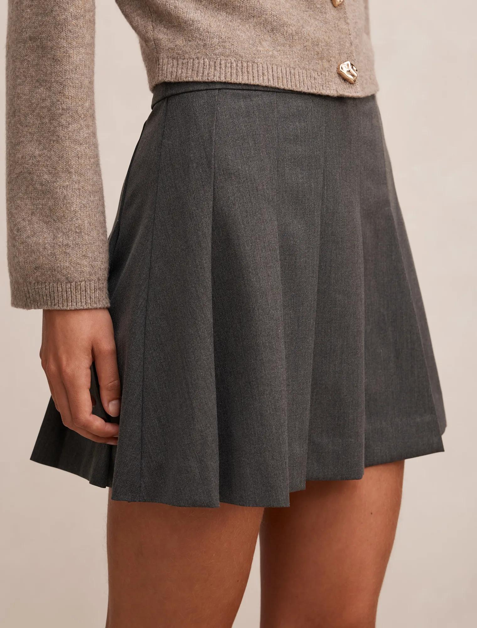 Alisha Pleated Mini Skirt Charcoal Grey