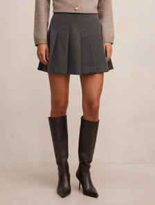 Alisha Pleated Mini Skirt Charcoal Grey
