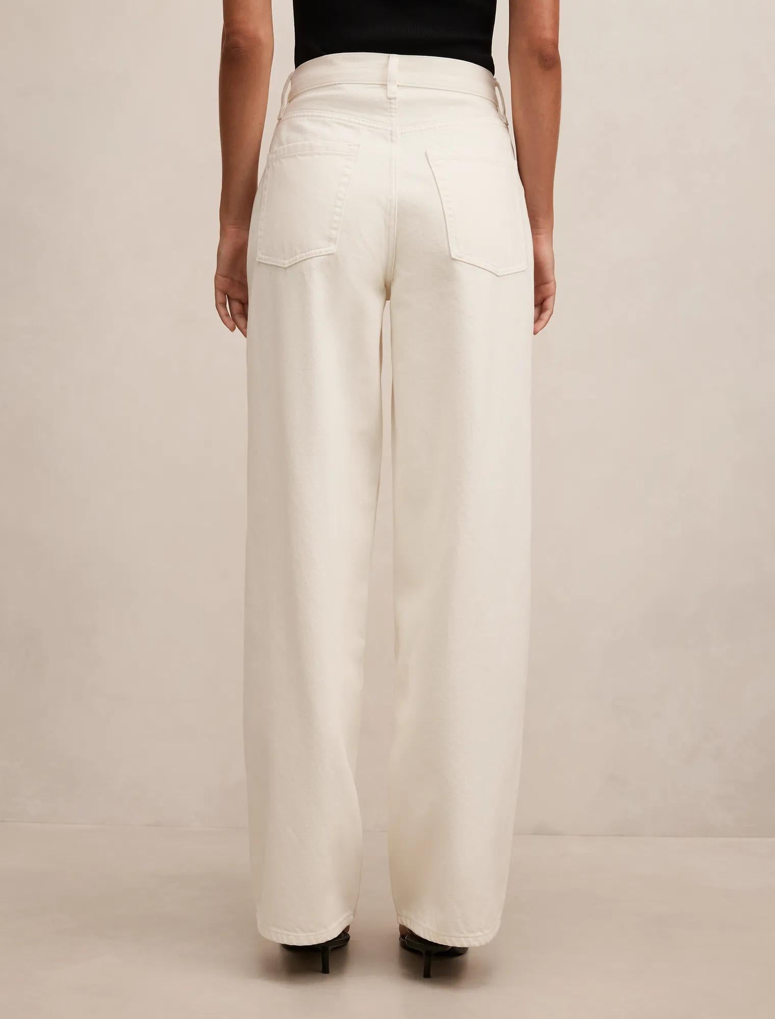 Gia High Rise Wide Leg Jeans Ecru