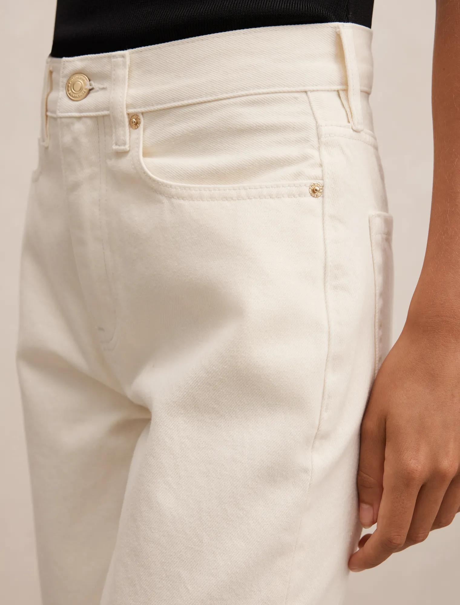 Gia High Rise Wide Leg Jeans Ecru