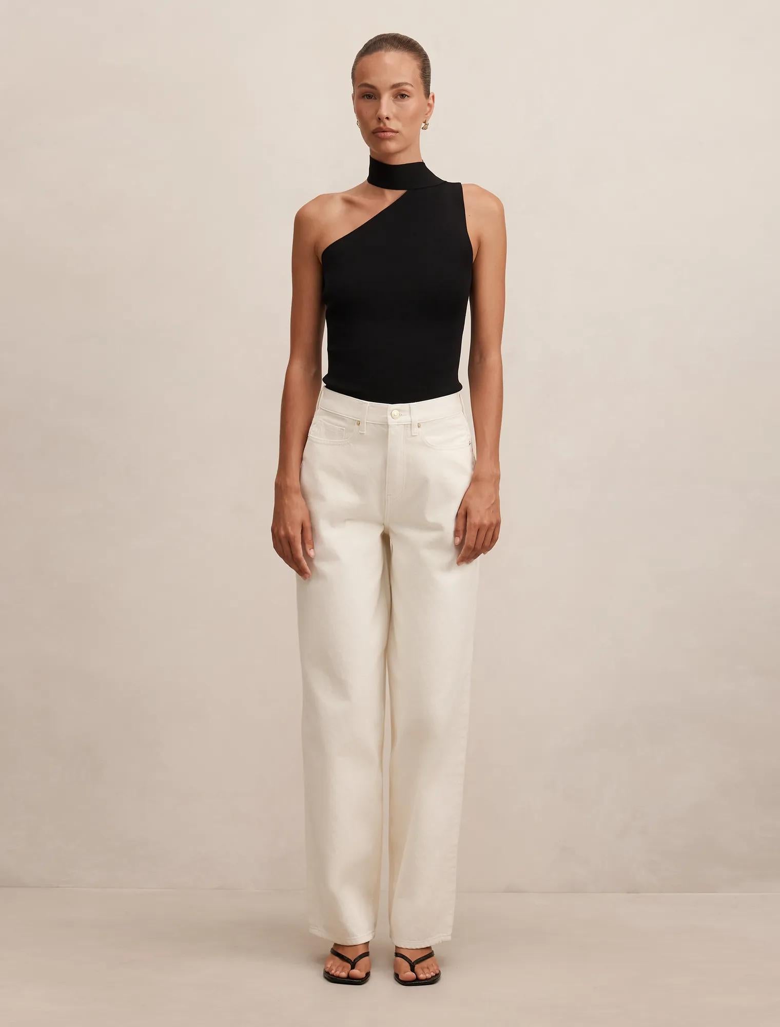 Gia High Rise Wide Leg Jeans Ecru